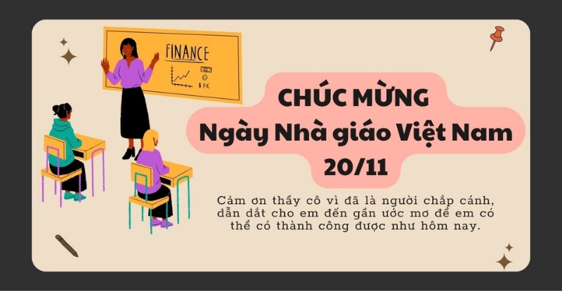 Thiệp chúc mừng Ngày Nhà giáo Việt Nam 20/11 với lời cảm ơn thầy cô