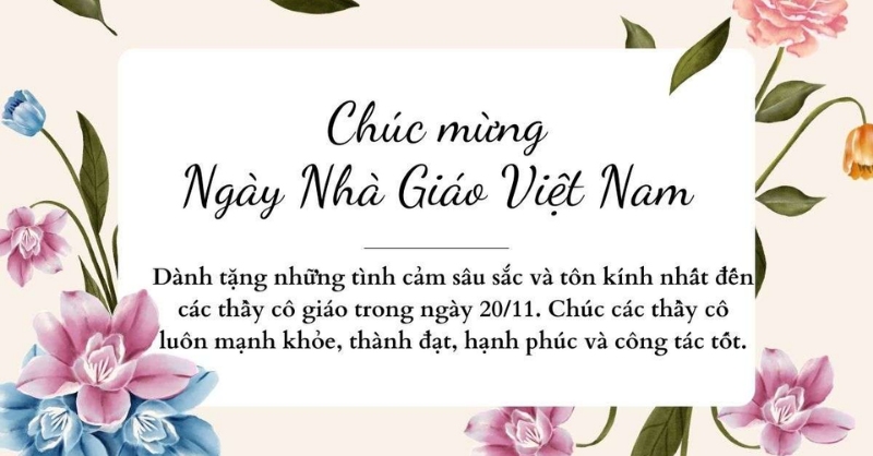Thiệp chúc thầy cô 20/11 khỏe mạnh, hạnh phúc