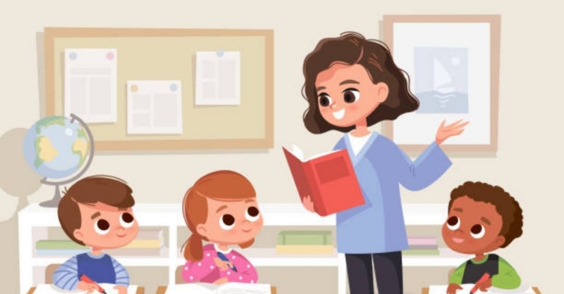 Hình hoạt hình 20/11 cô trò tươi cười