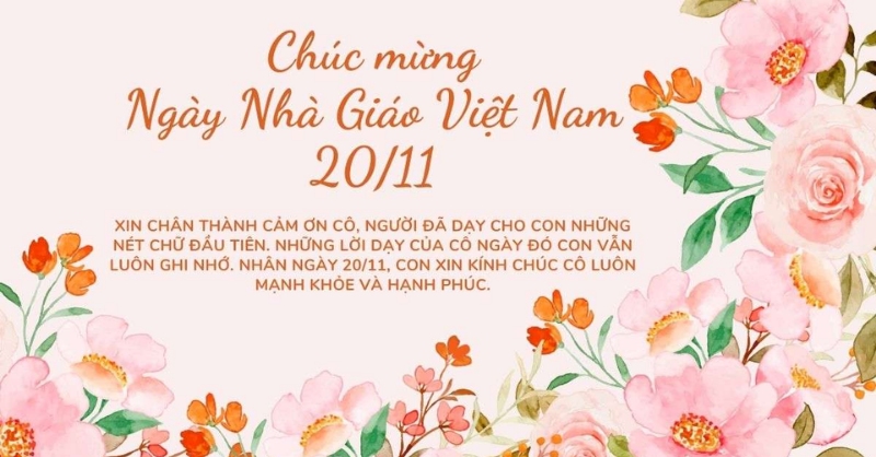 Thiệp chúc mừng Ngày Nhà giáo Việt Nam 20/11