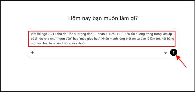 Tạo lời ngỏ 20/11 trong chat gpt bằng prompt gợi ý