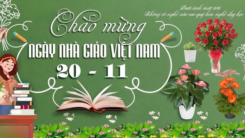 trang trí background 20 11 thiên nhiên tri ân thầy cô