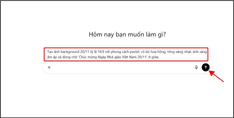 Tiến hành nhập prompt tạo background 20/11 trên chat gpt