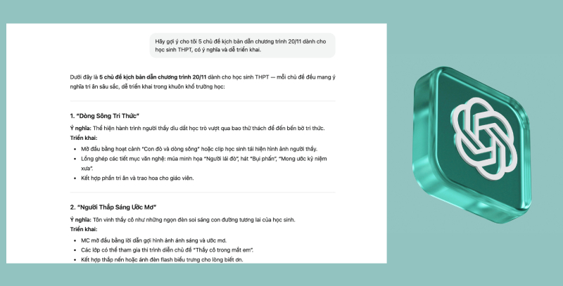 Sử dụng ChatGPT để tạo kịch bản chương trình 20/11