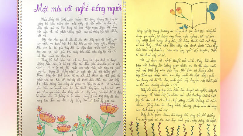 Trang văn xuôi 20/11 viết tay