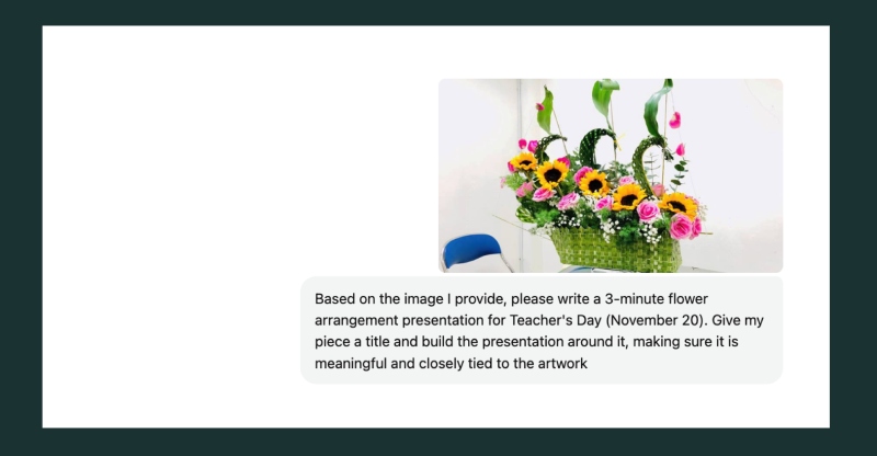 Tạo bài thuyết trình cắm hoa 20/11 bằng Chat GPT