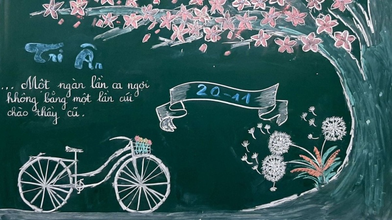 trang trí bảng 20/11 bằng phấn nghệ thuật