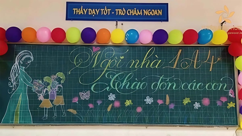 Mẫu trang trí bảng 20/11 lớp học bằng bóng bay