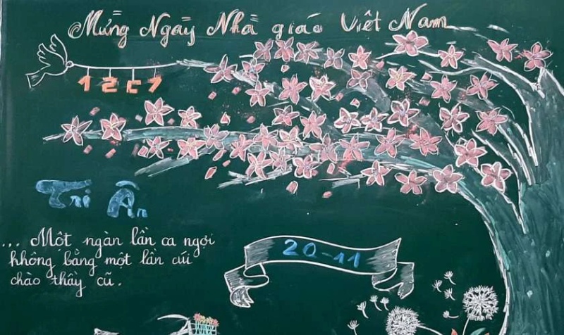 Mẫu trang trí bảng 20/11 bằng phấn sinh động
