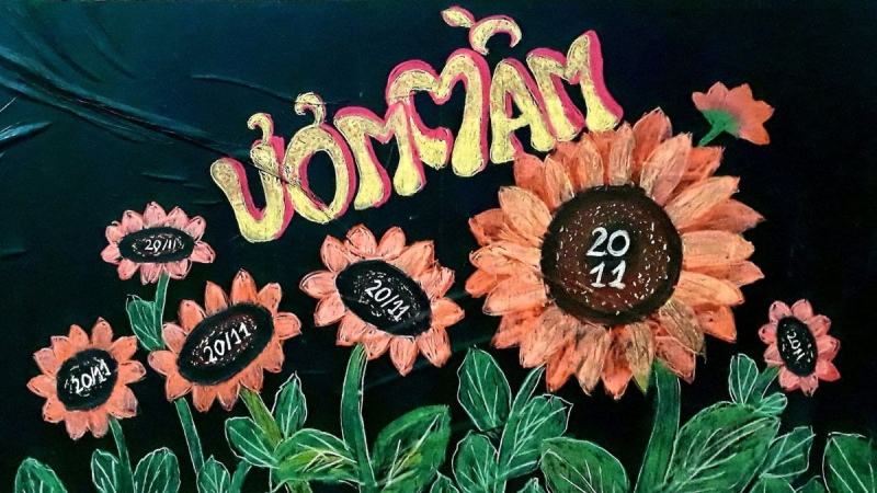 trang trí bảng 20/11 bằng phấn đẹp