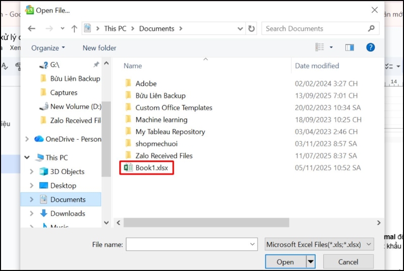 nhung-cach-xu-ly-quen-mat-khau-file-excel-10 Chọn file Excel và nhấn Open