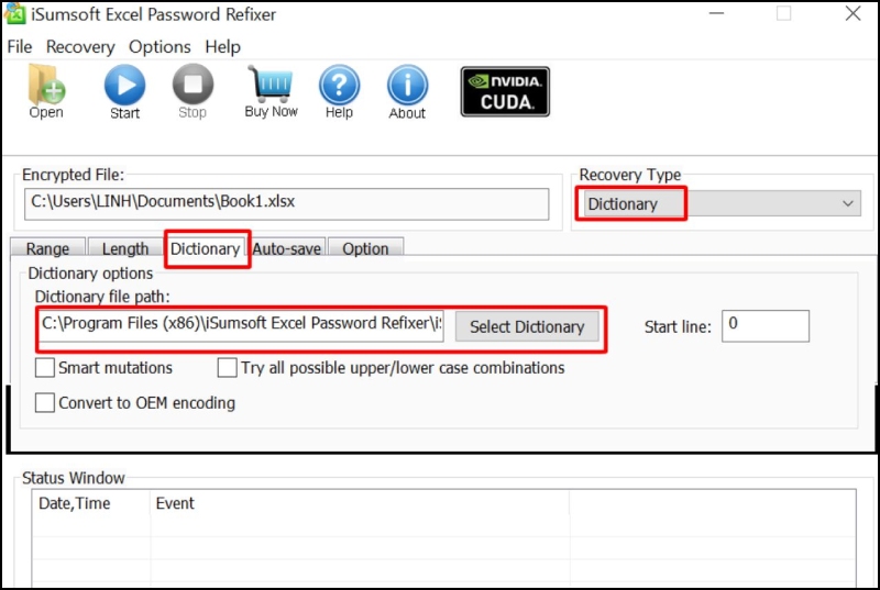 nhung-cach-xu-ly-quen-mat-khau-file-excel-13 Chọn Dictionary nếu mật khẩu được lưu ở đâu đó