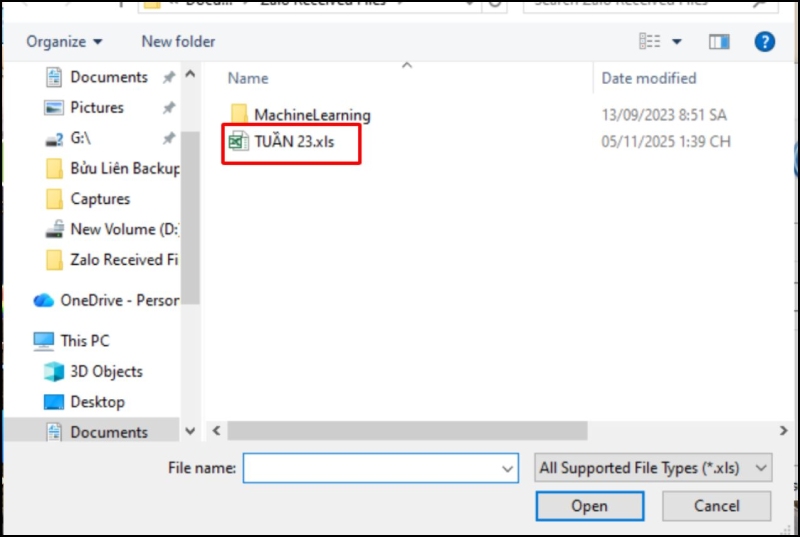 nhung-cach-xu-ly-quen-mat-khau-file-excel-18 Chọn file Excel bạn muốn khôi phục và nhấn Open