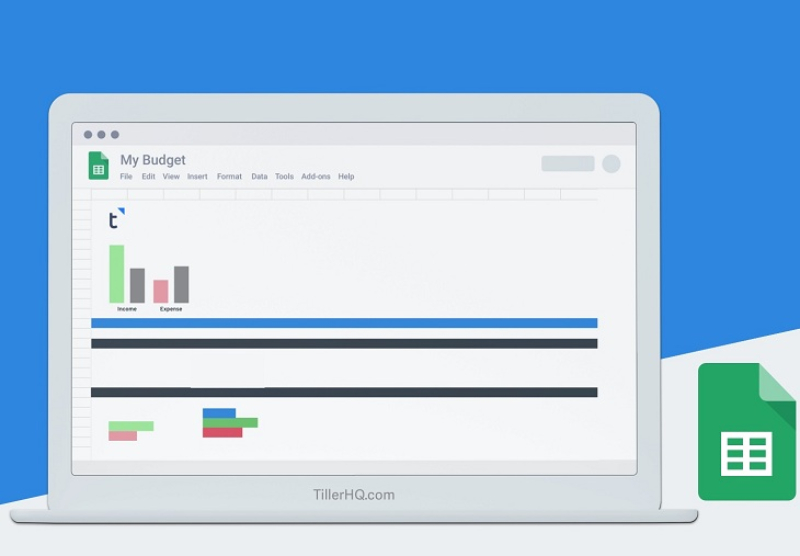 Gao diện Google Sheet hiển thị bảng dữ liệu tài chính