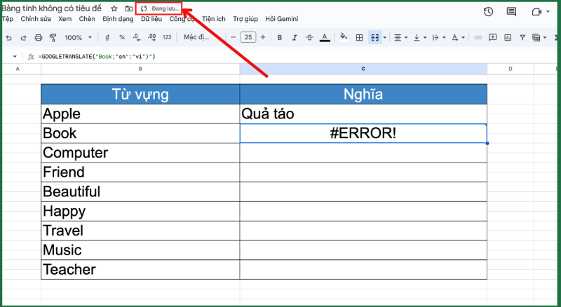 Nội dung thay đổi trên Google Sheet sẽ được tự động sao lưu