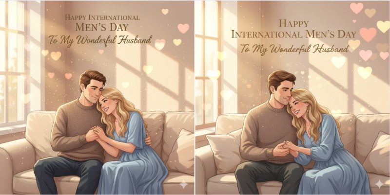 ảnh 19/11 chúc mừng chồng với hình đôi vợ chồng ngồi trên sofa