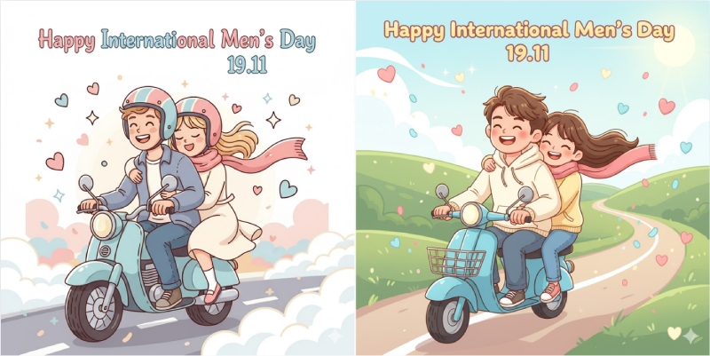 ảnh chúc mừng 19/11 với đôi bạn trẻ đi xe máy