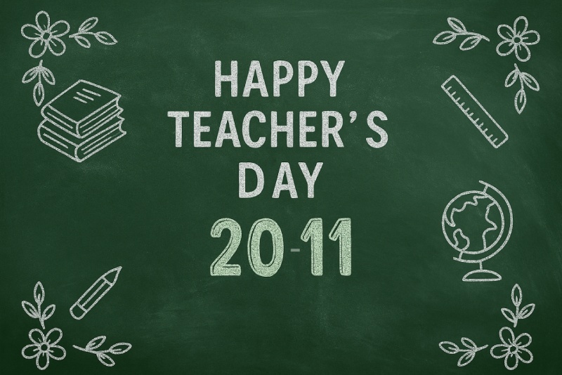 Thiệp chúc mừng Happy Teacher’s Day 20/11 nền bảng phấn xanh