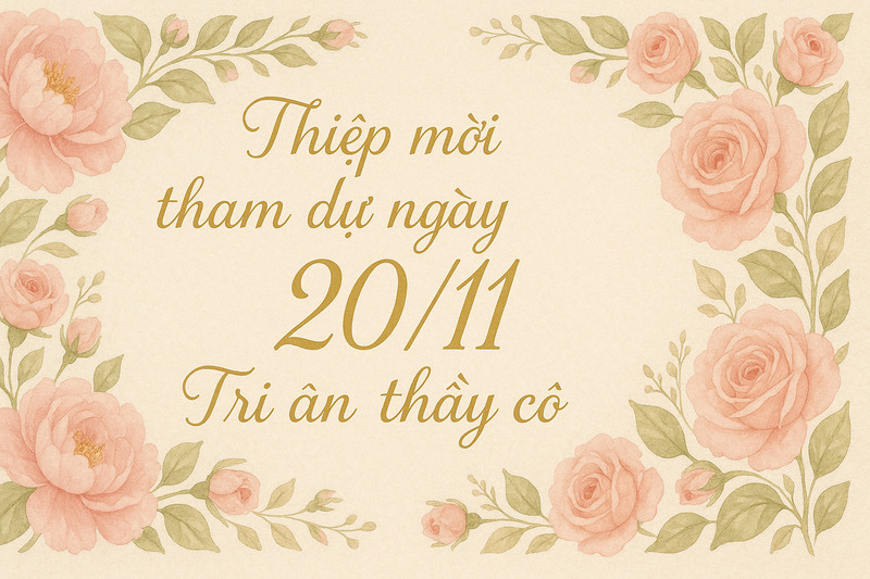 Thiệp mời 20/11 theo phong cách nhẹ nhàng