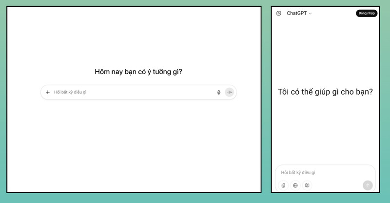 Giao diện ChatGPT trên máy tính và điện thoại