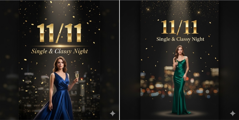 Thiệp 11/11 sang trọng tông đen