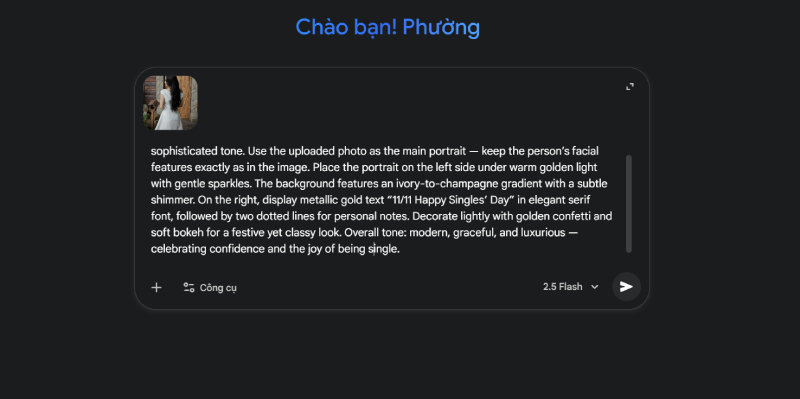 Tải ảnh lên và dán prompt vào Gemini