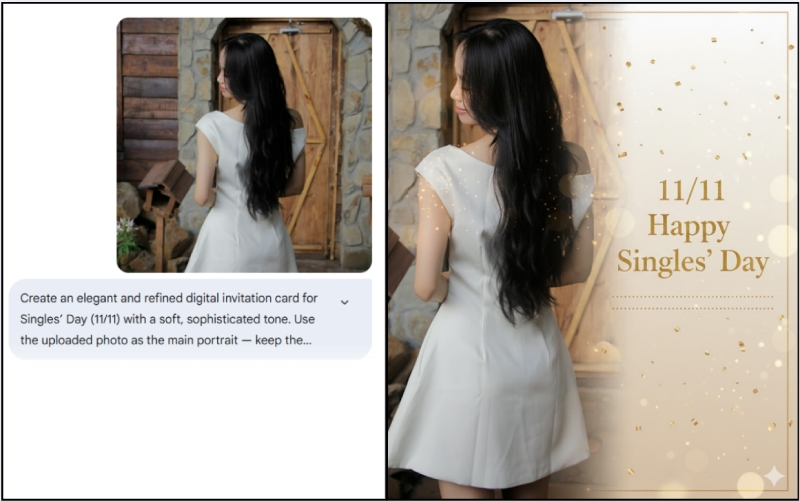 Thiệp mời được tạo sau khi gửi ảnh và câu lệnh trong Gemini