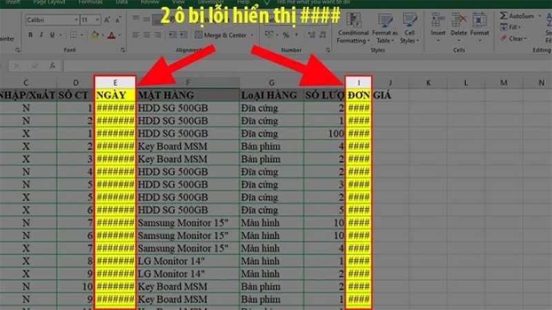Ô Excel bị lỗi hiển thị ### khi nội dung vượt độ rộng cột
