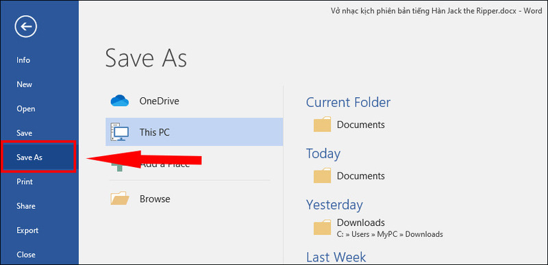 Chọn Save As để lưu mới file