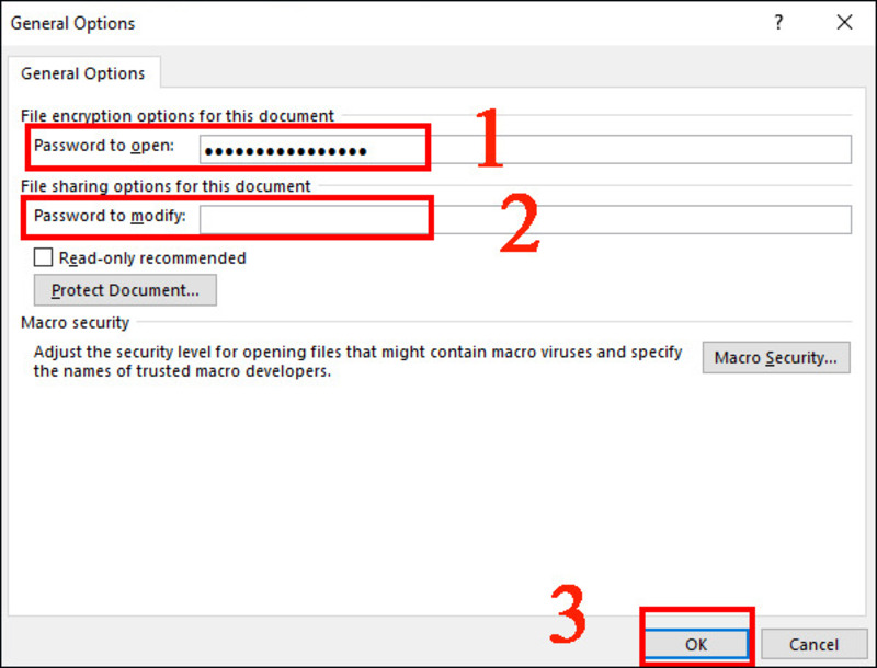 Nhập mật khẩu cho tài liệu