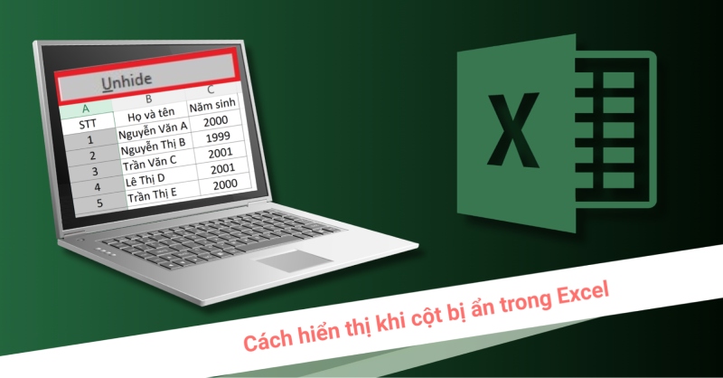 Cách hiển thị khi cột bị ẩn trong Excel