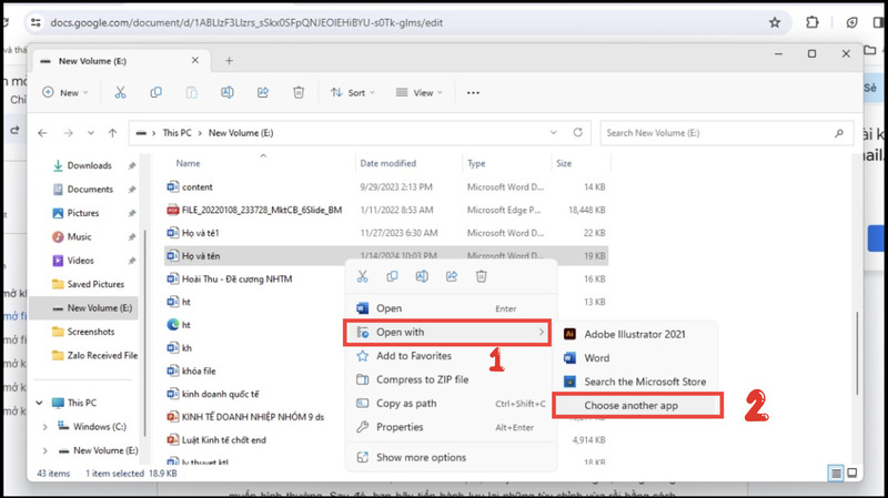 Mở file Word bị khóa bằng Open with