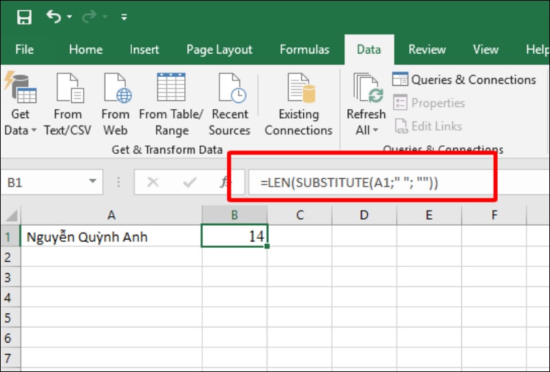 Đếm ký tự trong chuỗi: “Nguyễn Quỳnh Anh”