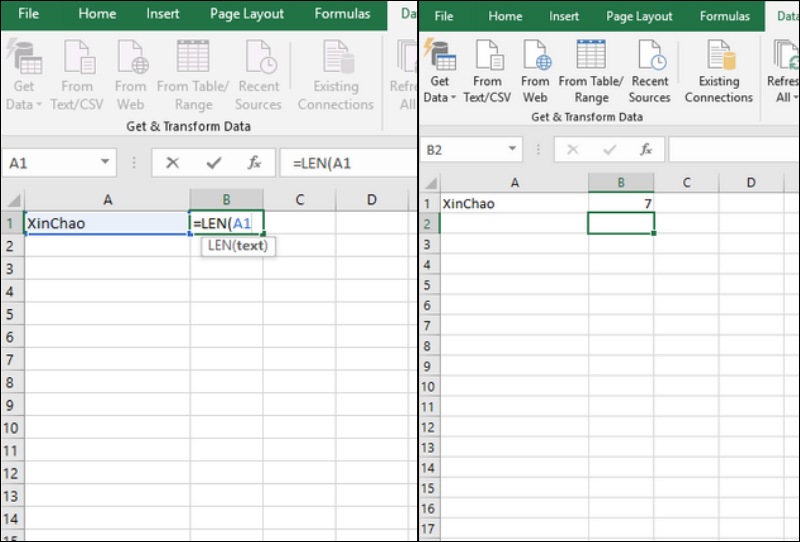 Cách dùng hàm LEN trong Excel để đếm ký tự