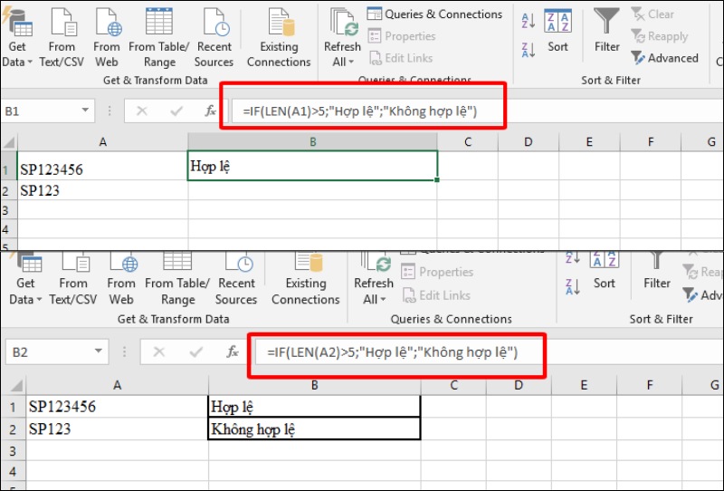 Kết hợp hàm LEN với hàm IF