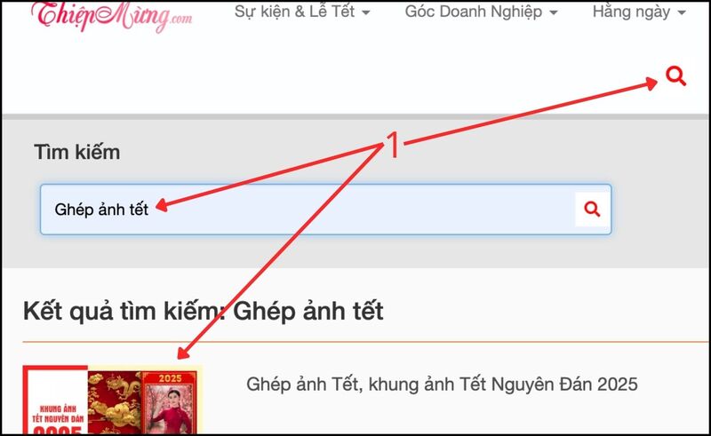 Gõ "Ghép ảnh Tết” vào ô tìm kiếm