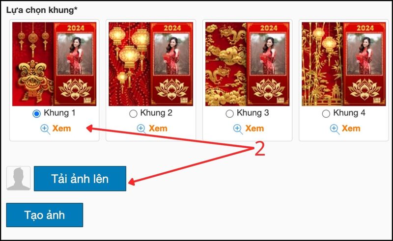 Chọn khung ảnh Tết cần ghép