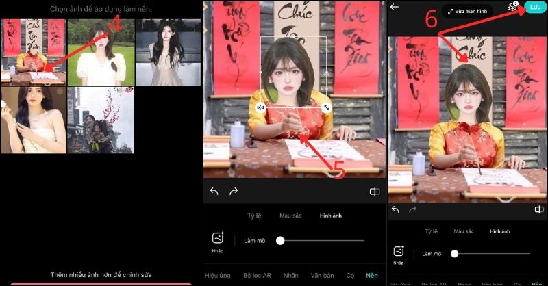 Điều chỉnh ảnh vào nền Tết