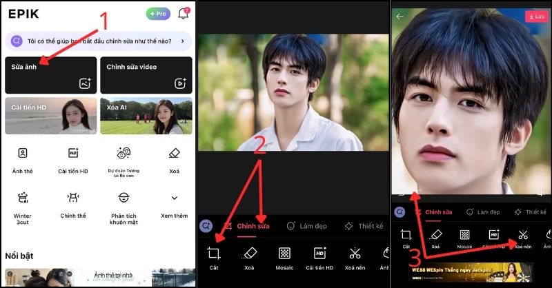 Chọn ảnh để cắt trên Epik