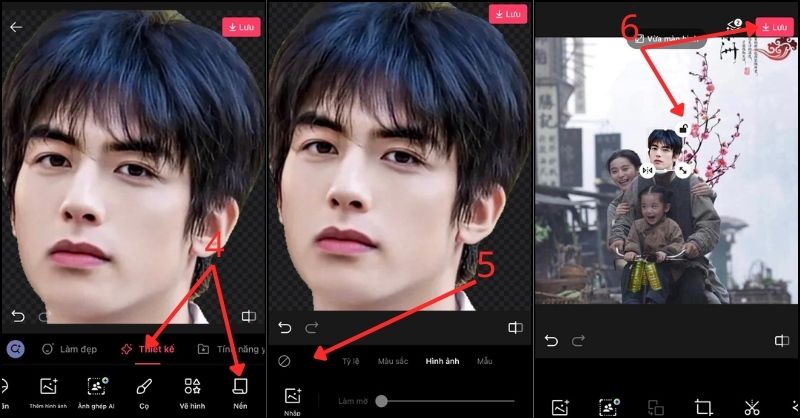 Ghép ảnh vào hình nền Tết