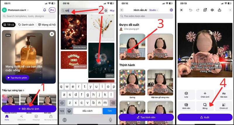 Ghép ảnh Tết bằng app Photo Room