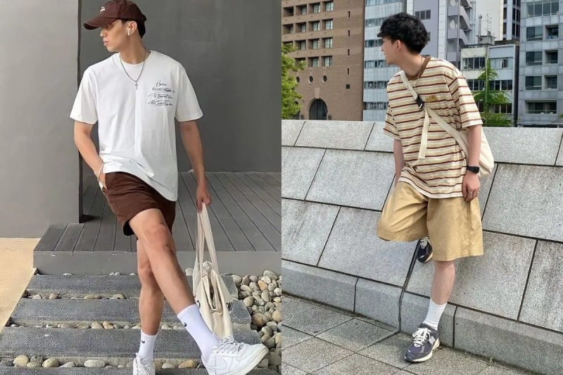 Áo thun phối quần short cho nam