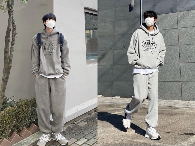 Quần jogger phối với áo hoodie cho nam
