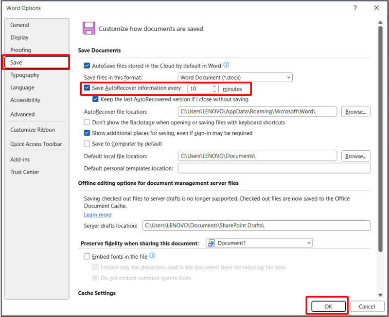 Cài đặt thời gian tự động lưu bản nháp