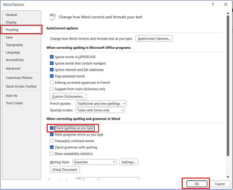 Kích hoạt công cụ kiểm tra chính tả