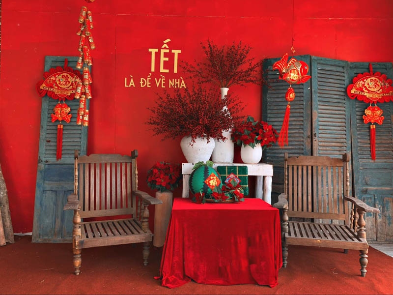 Tiểu cảnh Tết tại quán cafe