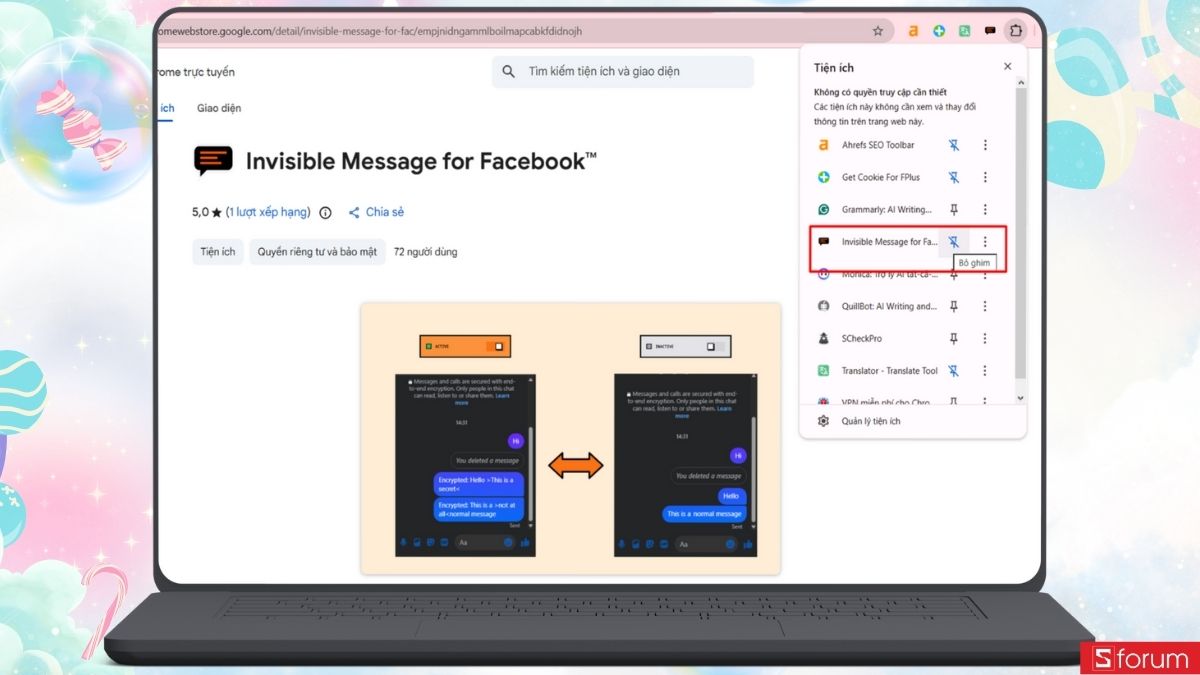 cach-gui-tin-nhan-tang-hinh-tren-facebook-8 Ghim ứng dụng đưa ra ngoài thanh công cụ