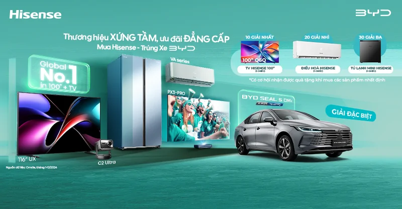 Thương hiệu xứng tầm, ưu đãi đẳng cấp – Mua Hisense trúng xe BYD