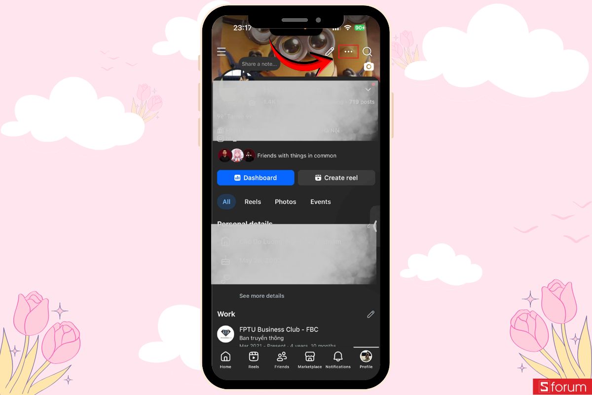 Bấm vào biểu tượng 3 dấu chấm