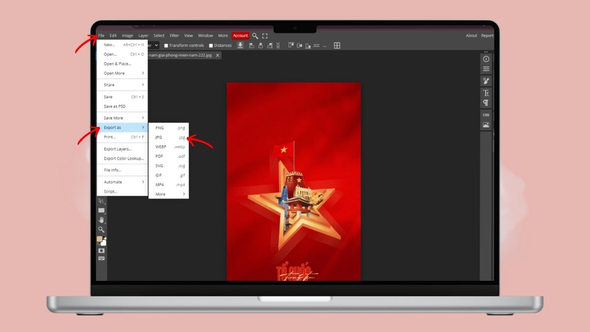 Thiết lập khi xuất ảnh
